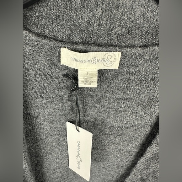 Treasure & Bond Gray Open Front Cotton Blend Cardigan Size Large (12-14) NWT - Picture 7 of 17